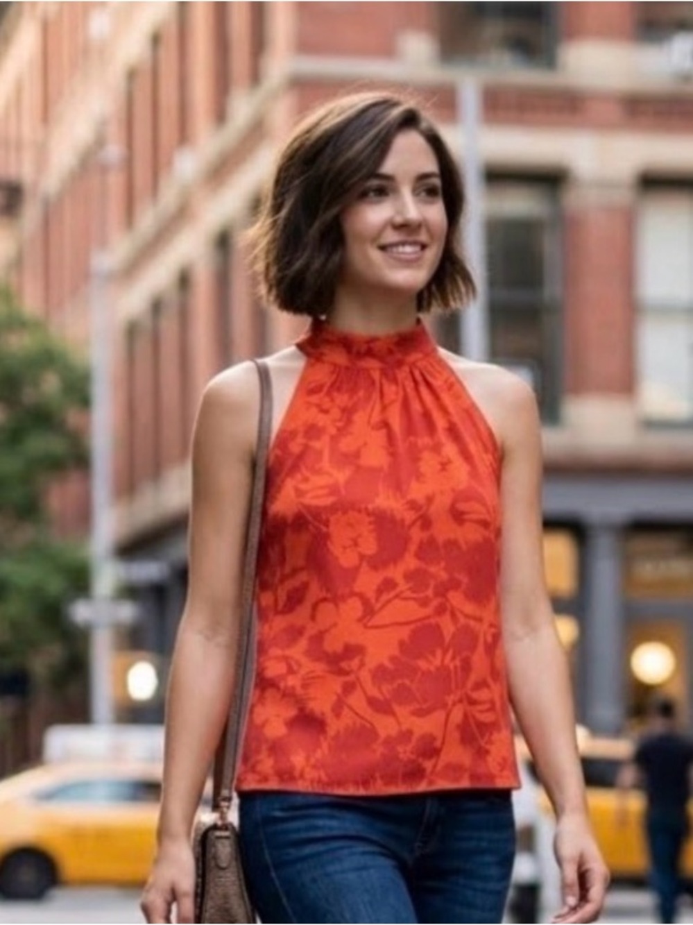 MICHAEL KORS Orange Red Top